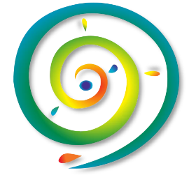 Logo coloré de Dominique Hashim en forme de spirale