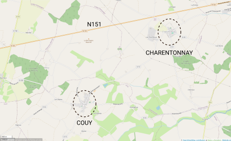 Localisation de notre collectif entre La Charité sur Loire et Bourges, sur les communes de Couy et de Charentonnay